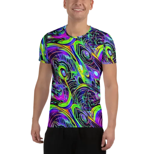 Circuit Bloom on a Men's Athletic T-Shirt