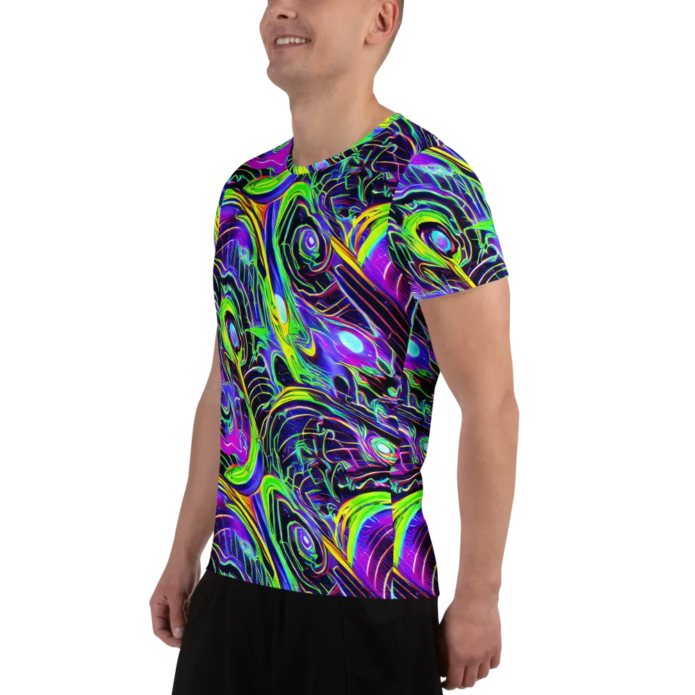 Circuit Bloom on Men's Athletic T-Shirt — Left