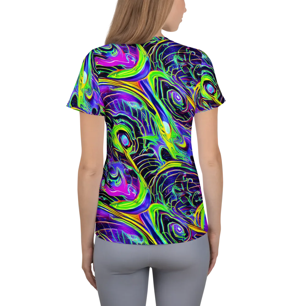 Circuit Bloom on Women's Athletic T-Shirt — Back