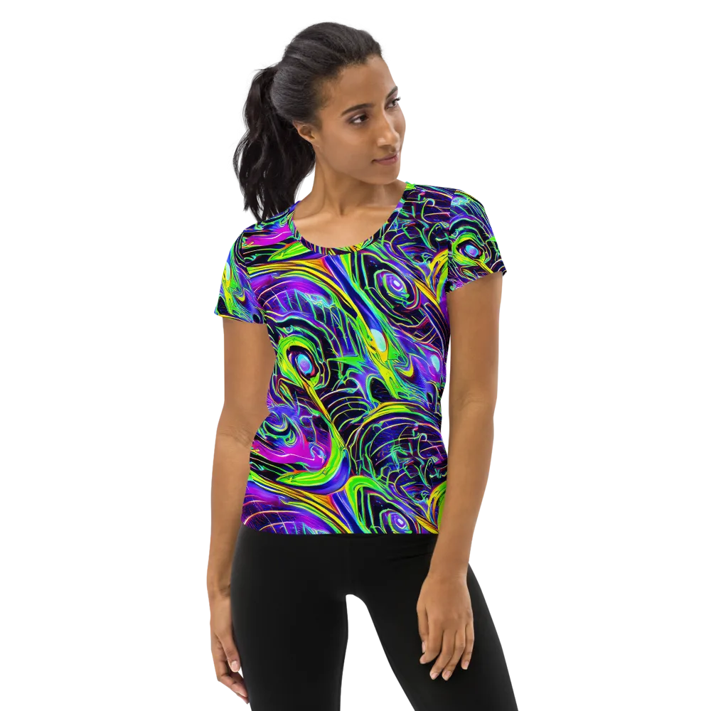 Circuit Bloom on Women's Athletic T-Shirt — Front