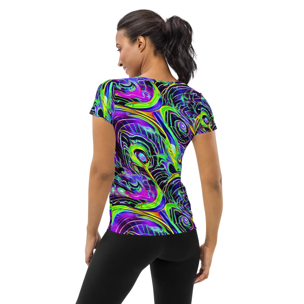 Circuit Bloom on Women's Athletic T-Shirt — Back