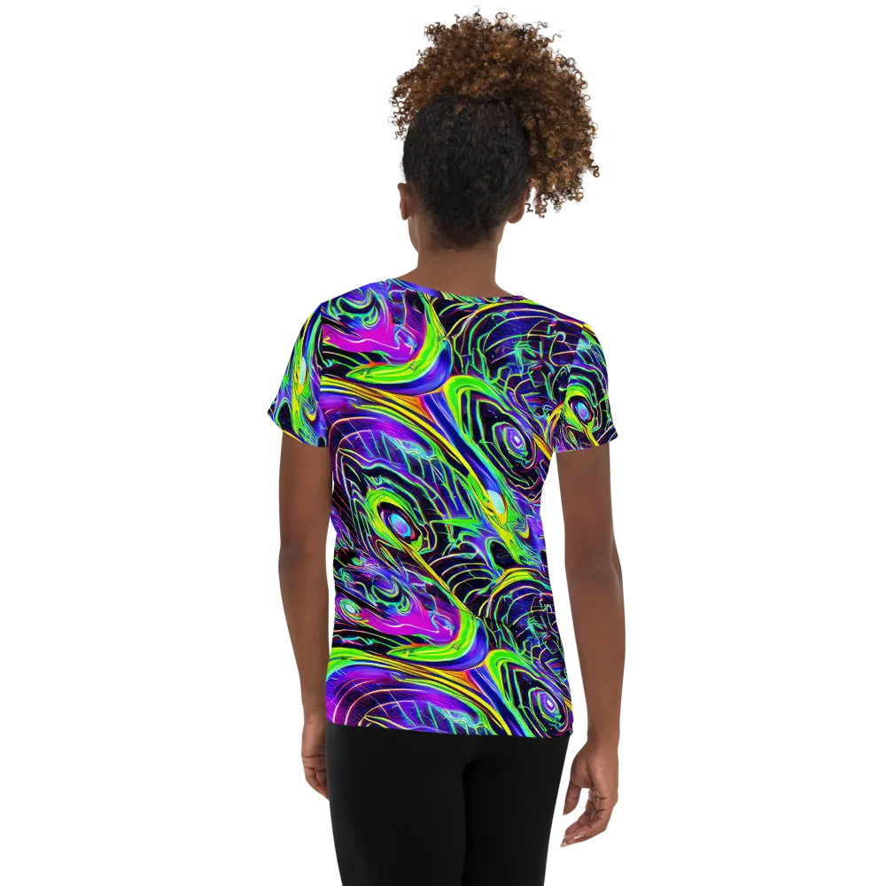 Circuit Bloom on Women's Athletic T-Shirt — Back