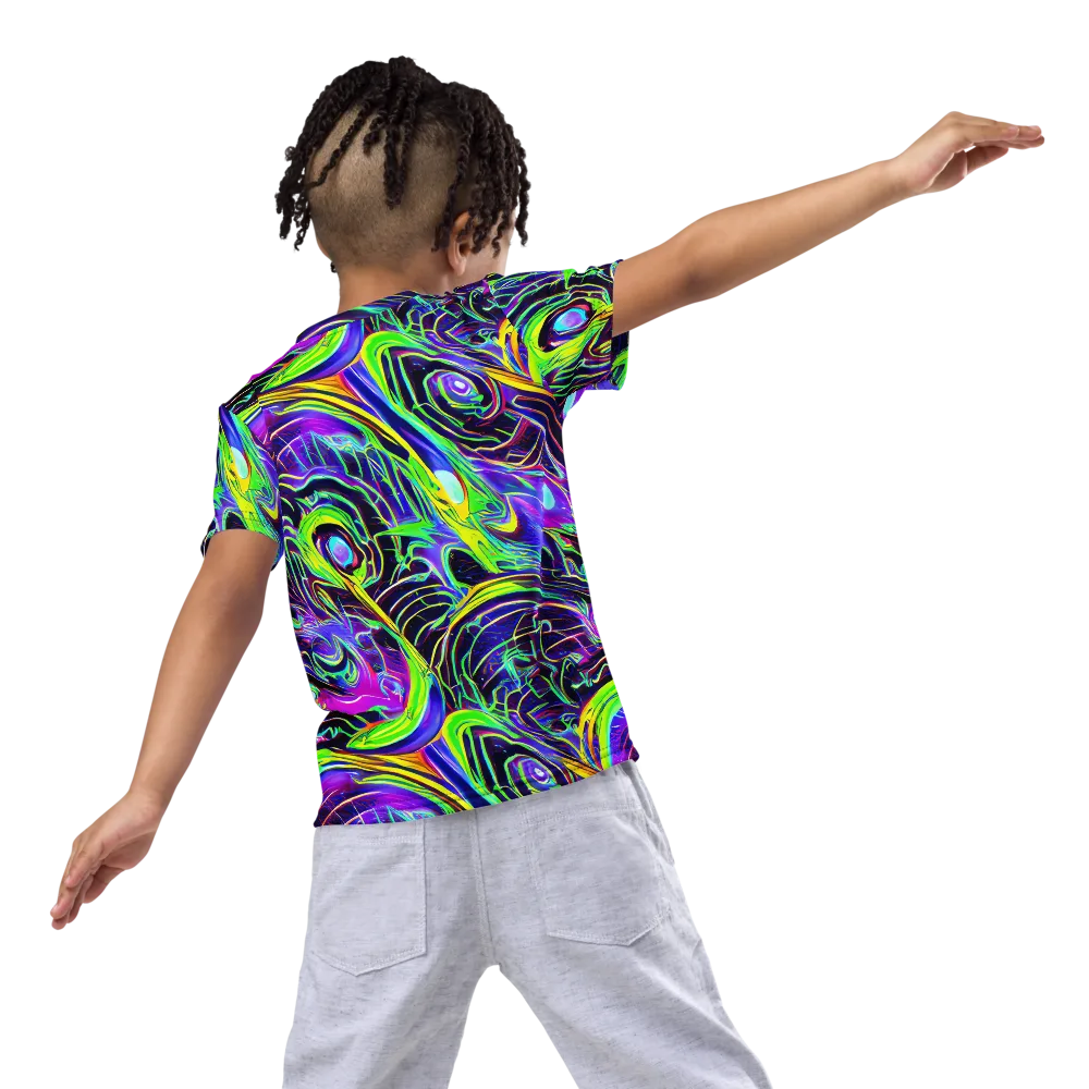 Circuit Bloom on Kids Crew Neck T-Shirt — Back