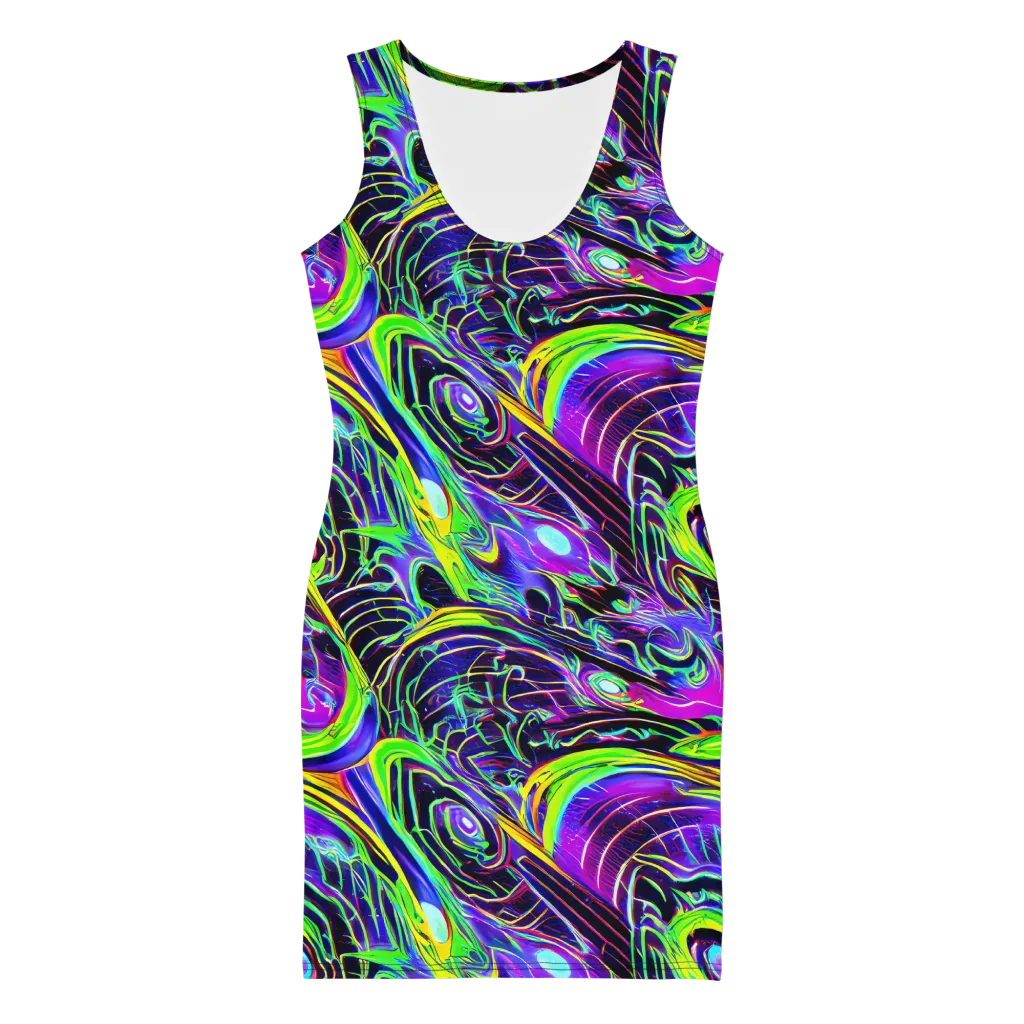 Circuit Bloom on Bodycon Dress — Front