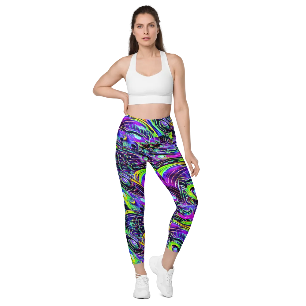 Circuit Bloom on Leggings with Pockets — Front