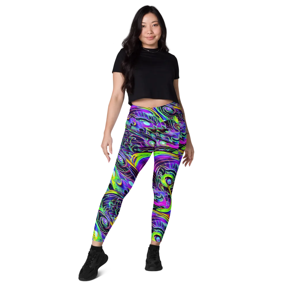 Circuit Bloom on Leggings with Pockets — Front