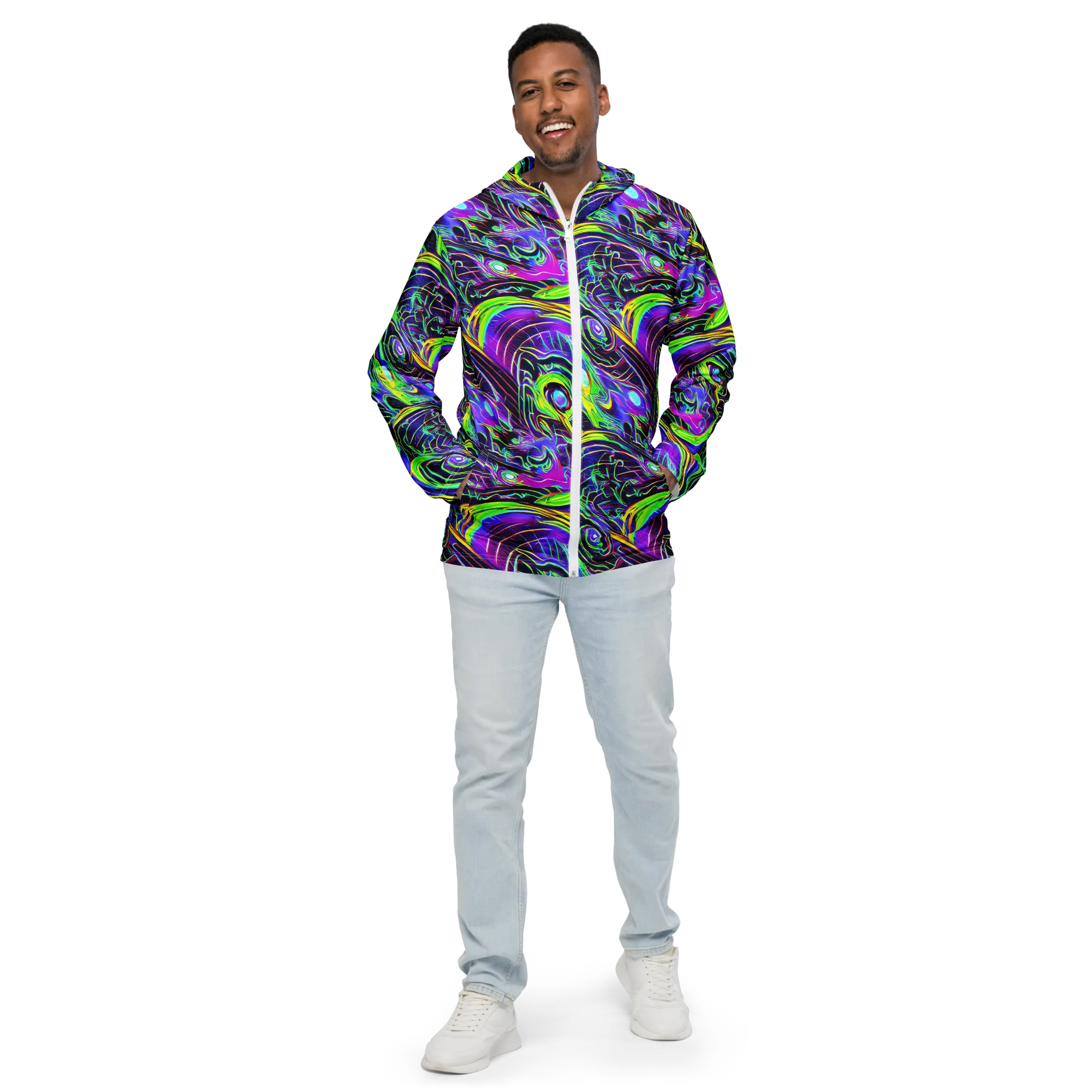 Circuit Bloom on Men's Windbreaker — Front