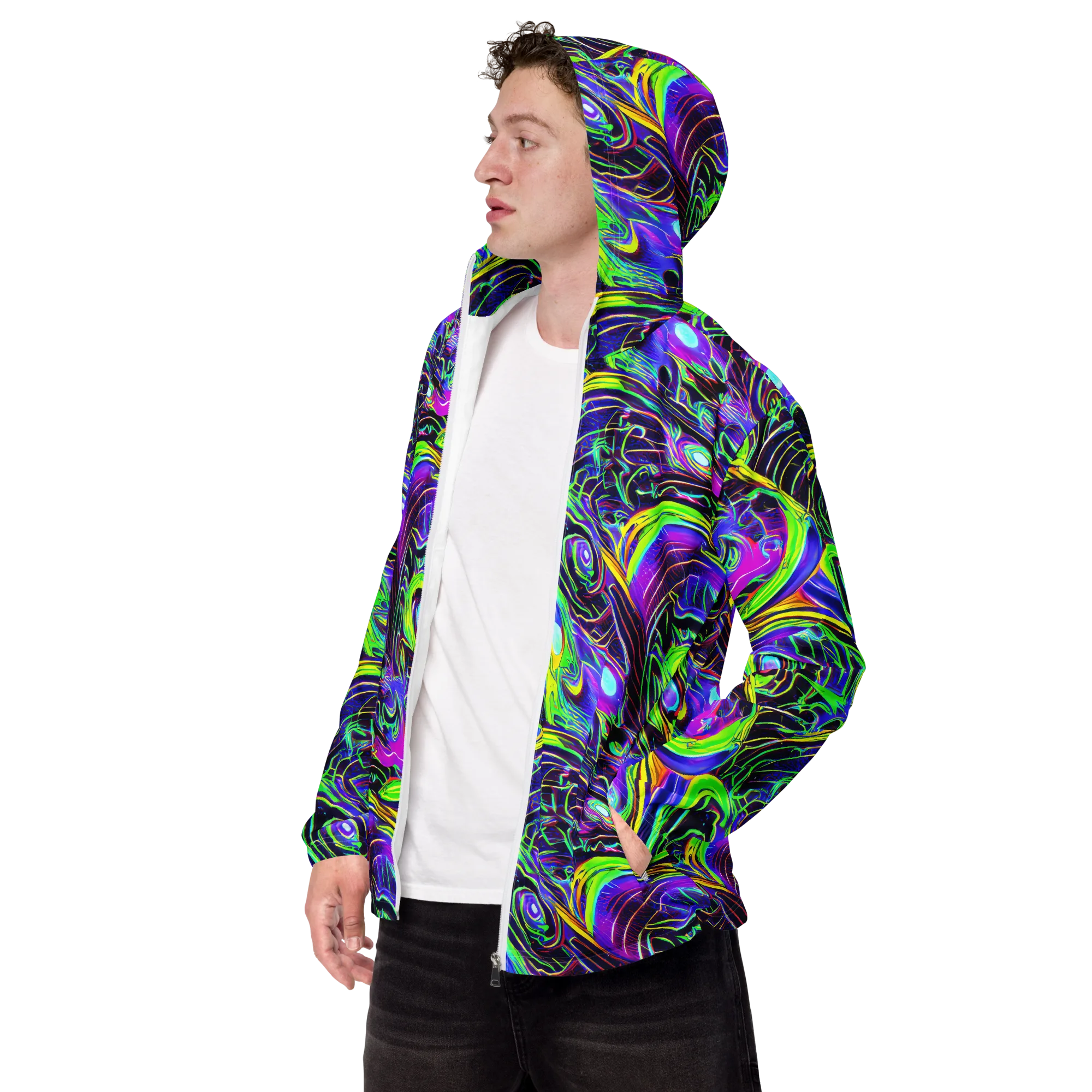 Circuit Bloom on Men's Windbreaker — Left Front