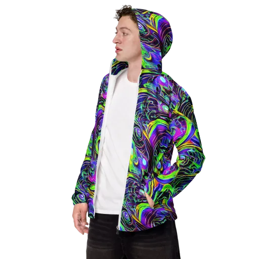 Circuit Bloom on a Men's Windbreaker