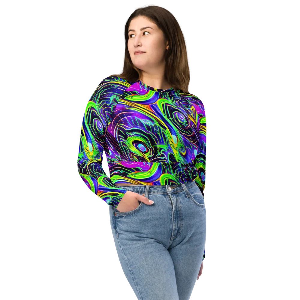 Circuit Bloom on Long Sleeve Crop Top — Front
