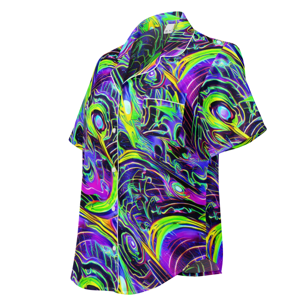 Circuit Bloom on Women's Short Sleeve Pajama Top — Left Front