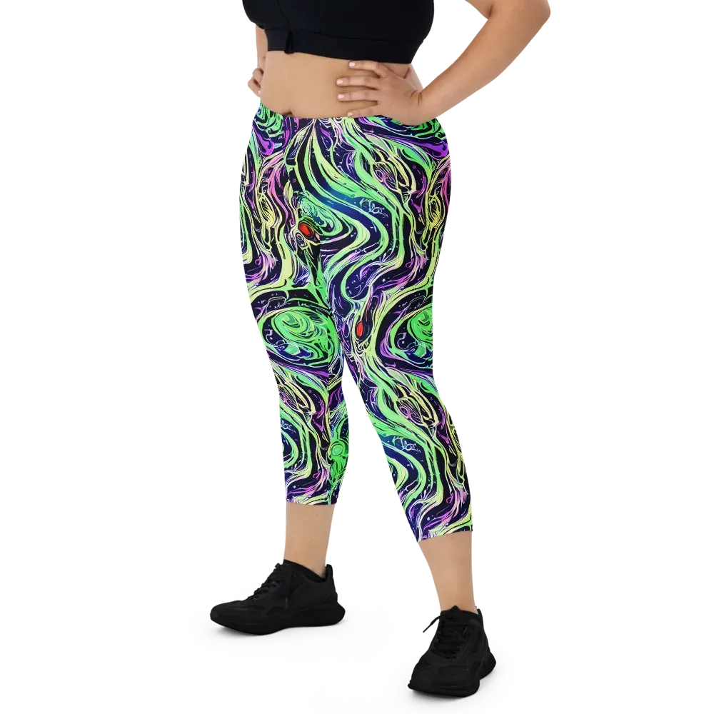 Alien Current on Capri Leggings — Front