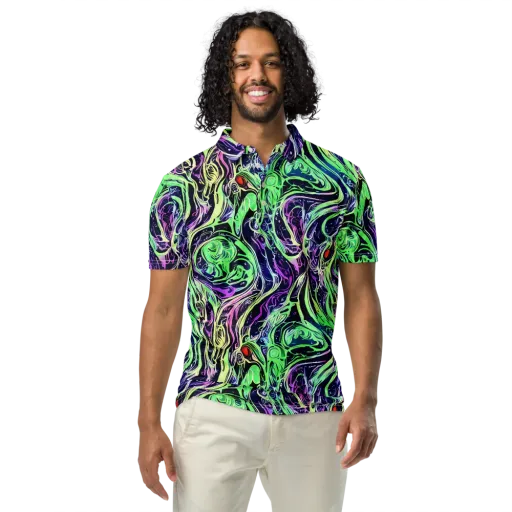Alien Current on a Men's Slim Fit Polo Shirt