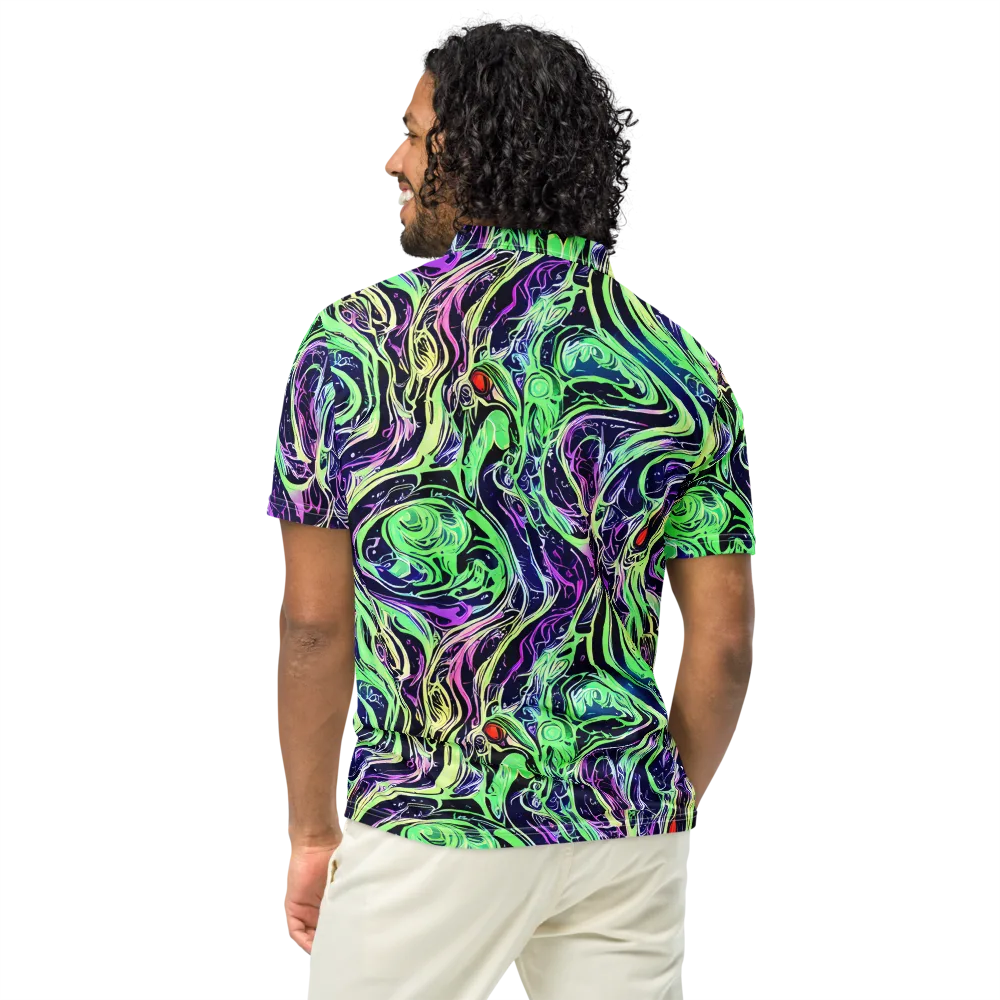 Alien Current on Men's Slim Fit Polo Shirt — Back
