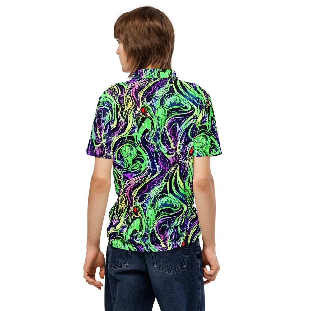 Alien Current on Men's Slim Fit Polo Shirt — Back