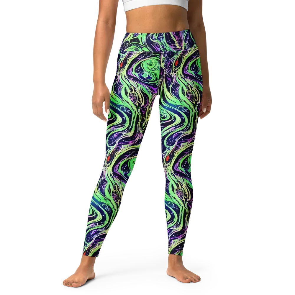 Alien Current on Yoga Leggings — Front