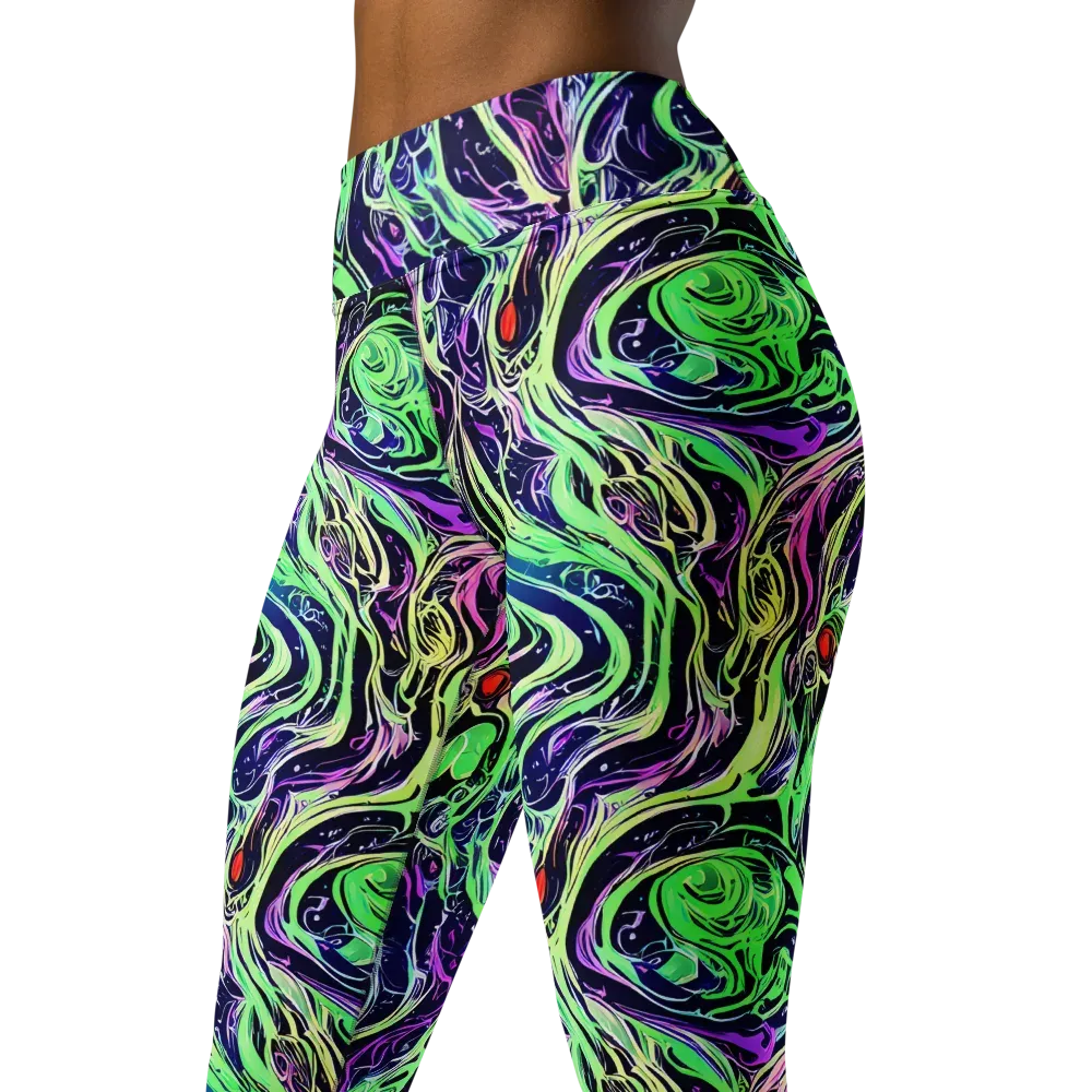 Alien Current on Yoga Leggings — Left Front