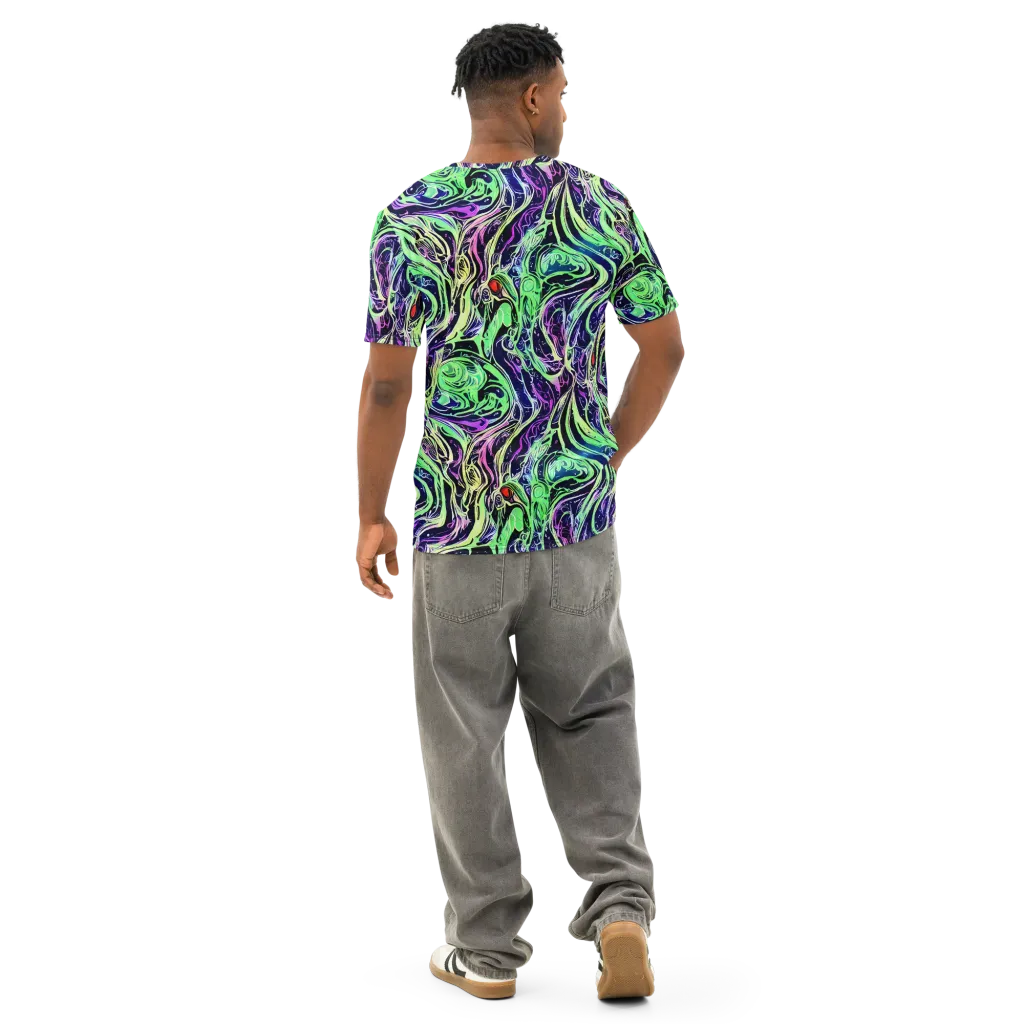 Alien Current on Men's Cotton Crew Neck T-Shirt — Back