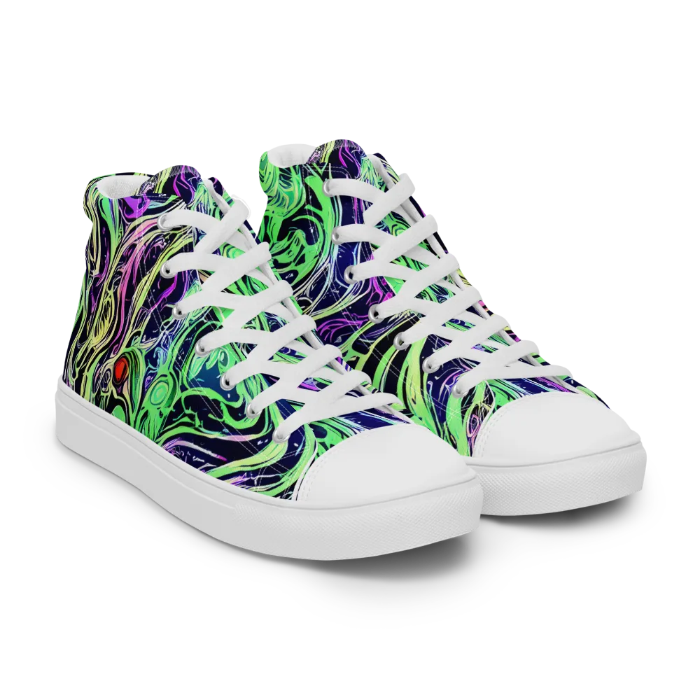 Alien Current on Men's High Top Canvas Shoes — Right Front