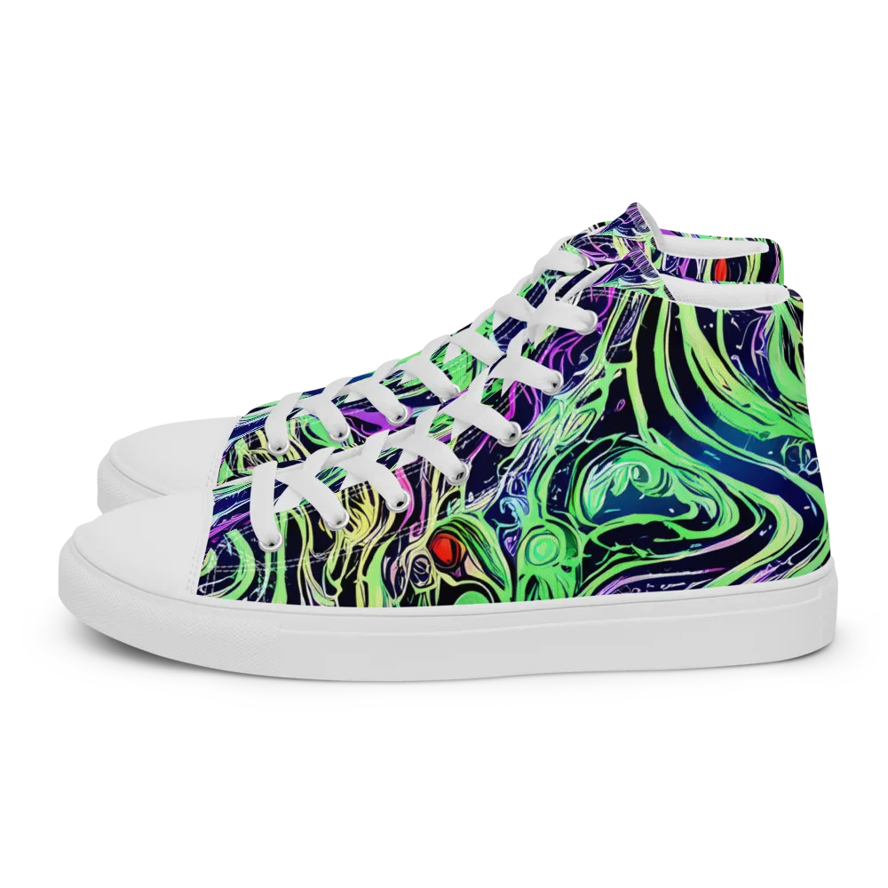 Alien Current on Men's High Top Canvas Shoes — Left