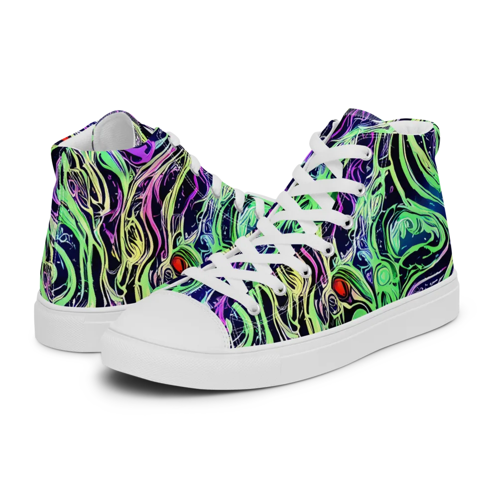 Alien Current on Men's High Top Canvas Shoes — Left