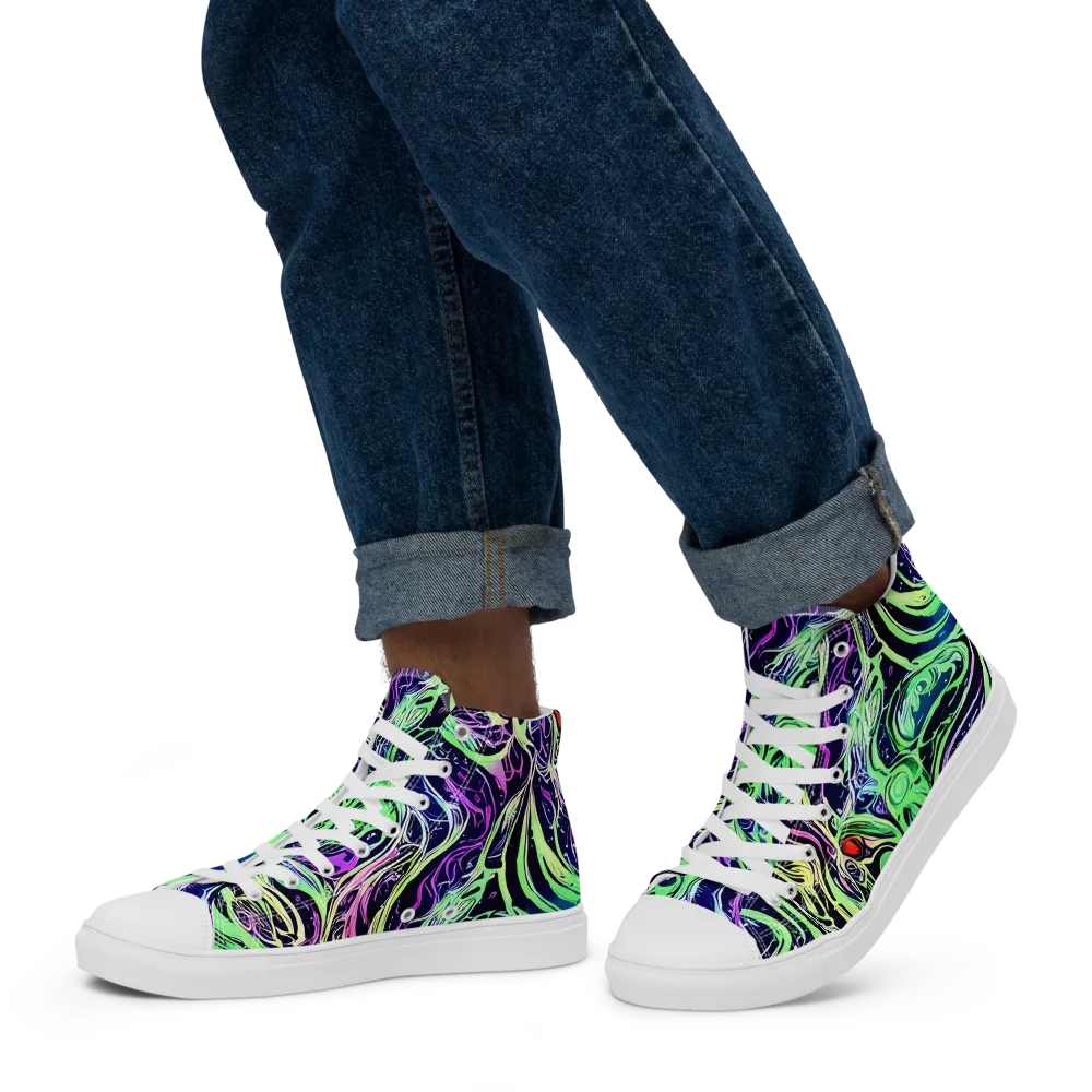 Alien Current on Men's High Top Canvas Shoes — Left
