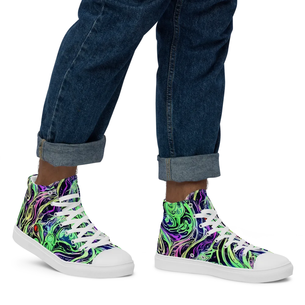 Alien Current on Men's High Top Canvas Shoes — Right
