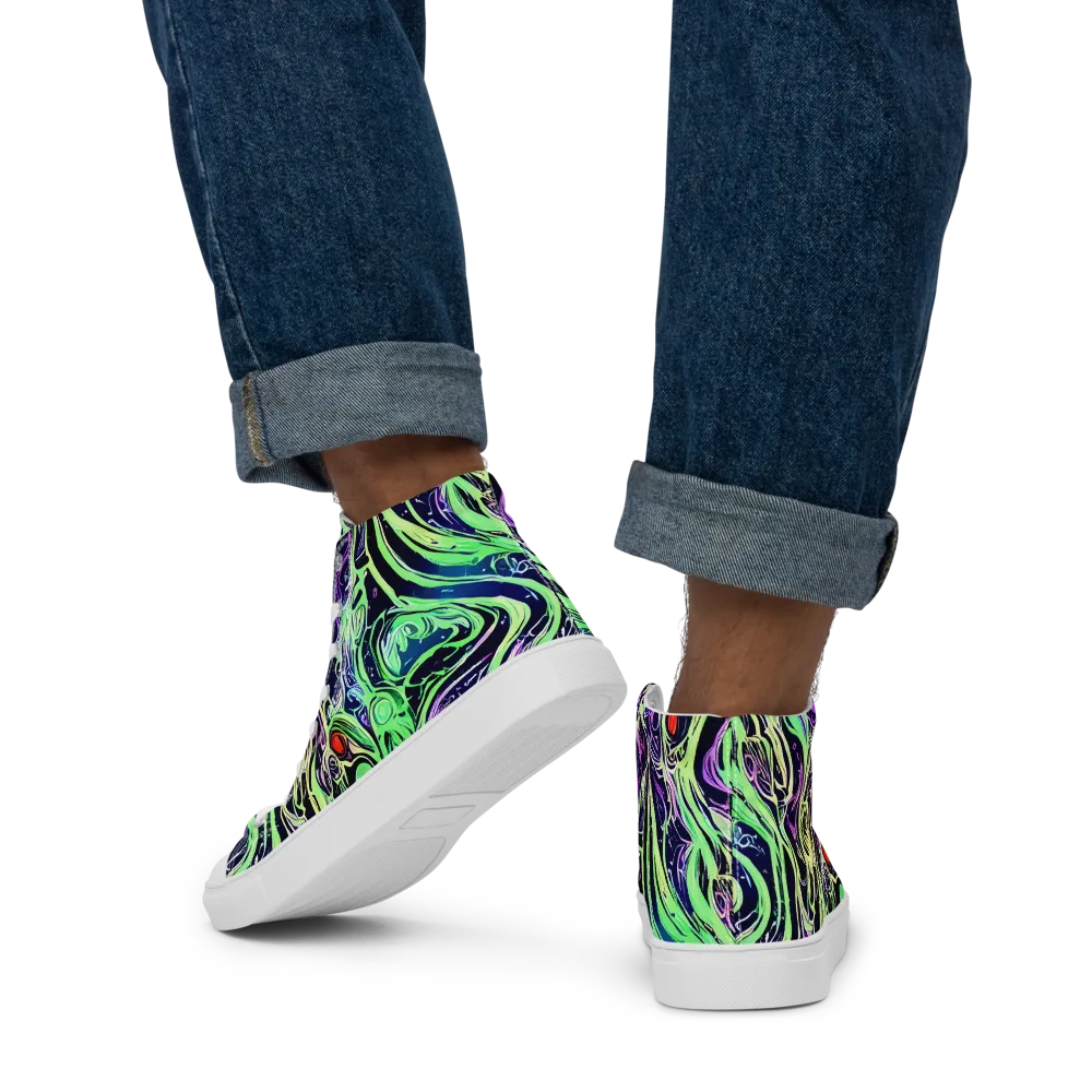 Alien Current on Men's High Top Canvas Shoes — Back