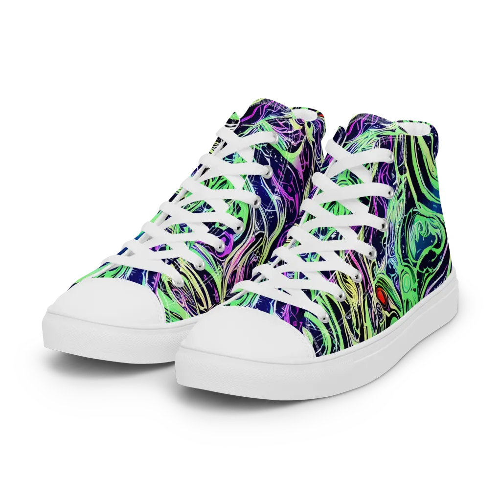 Alien Current on Women's High Top Canvas Shoes — Left Front