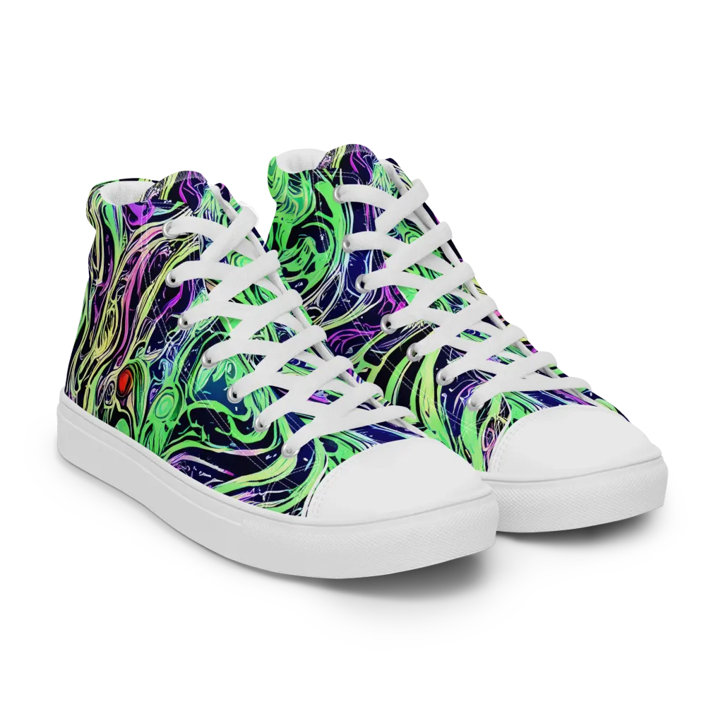 Alien Current on Women's High Top Canvas Shoes — Right Front