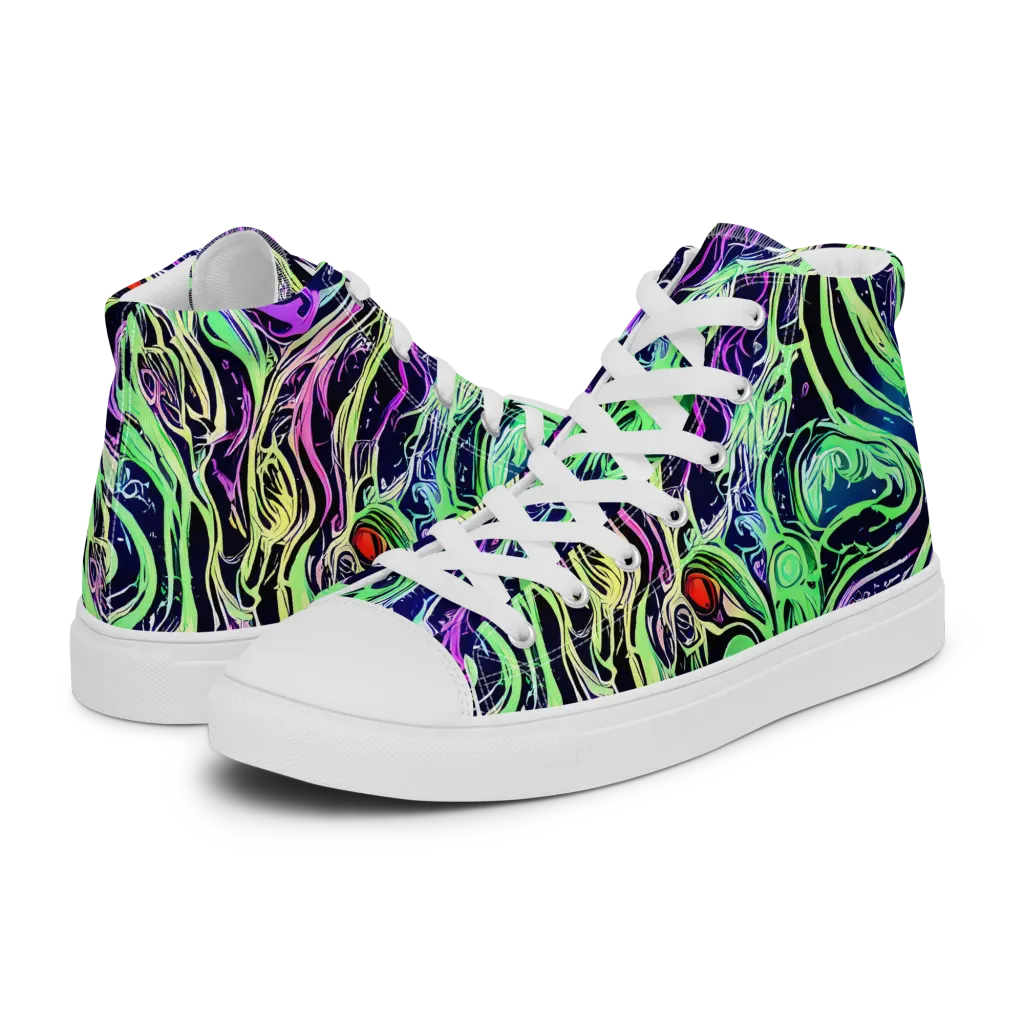 Alien Current on Women's High Top Canvas Shoes — Left