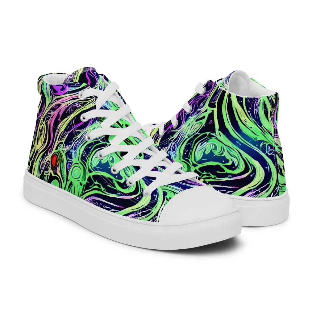 Alien Current on Women's High Top Canvas Shoes — Right