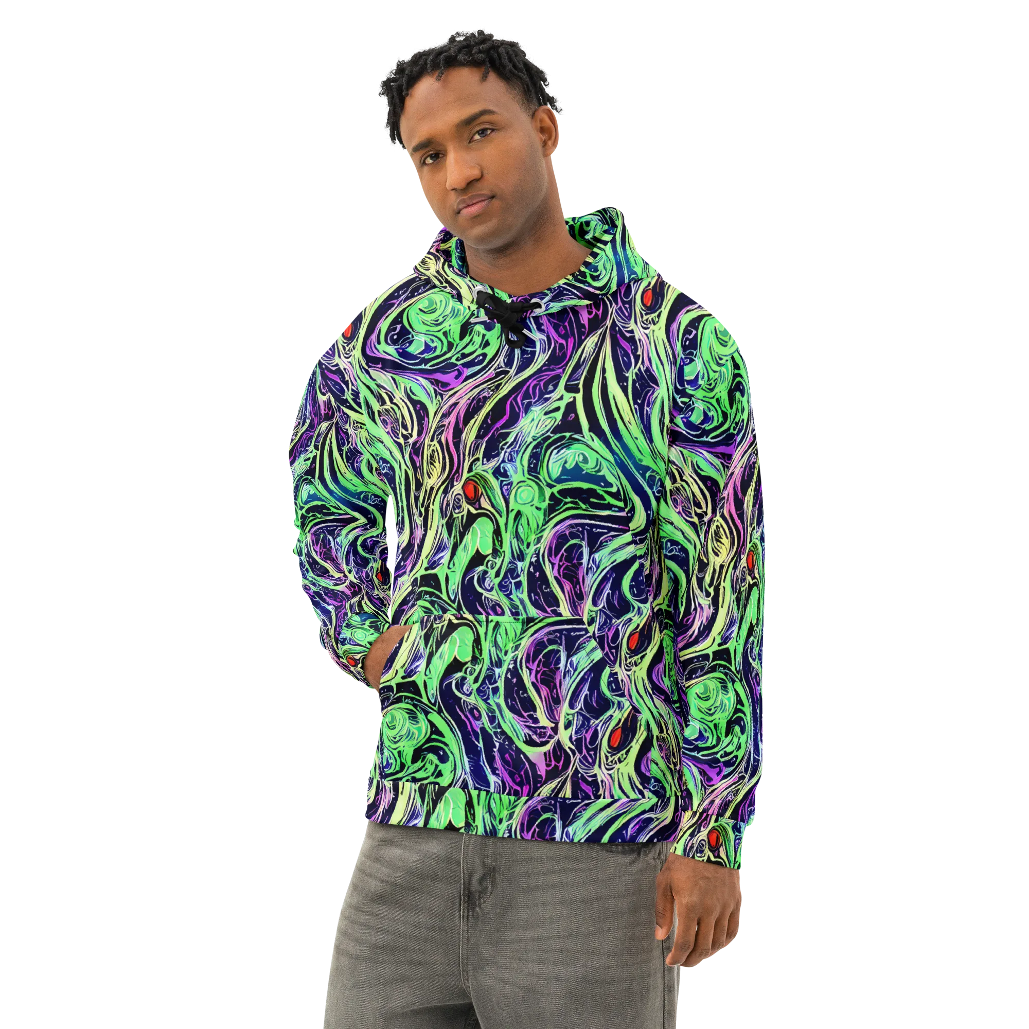 Alien Current on Cotton Hoodie — Left Front