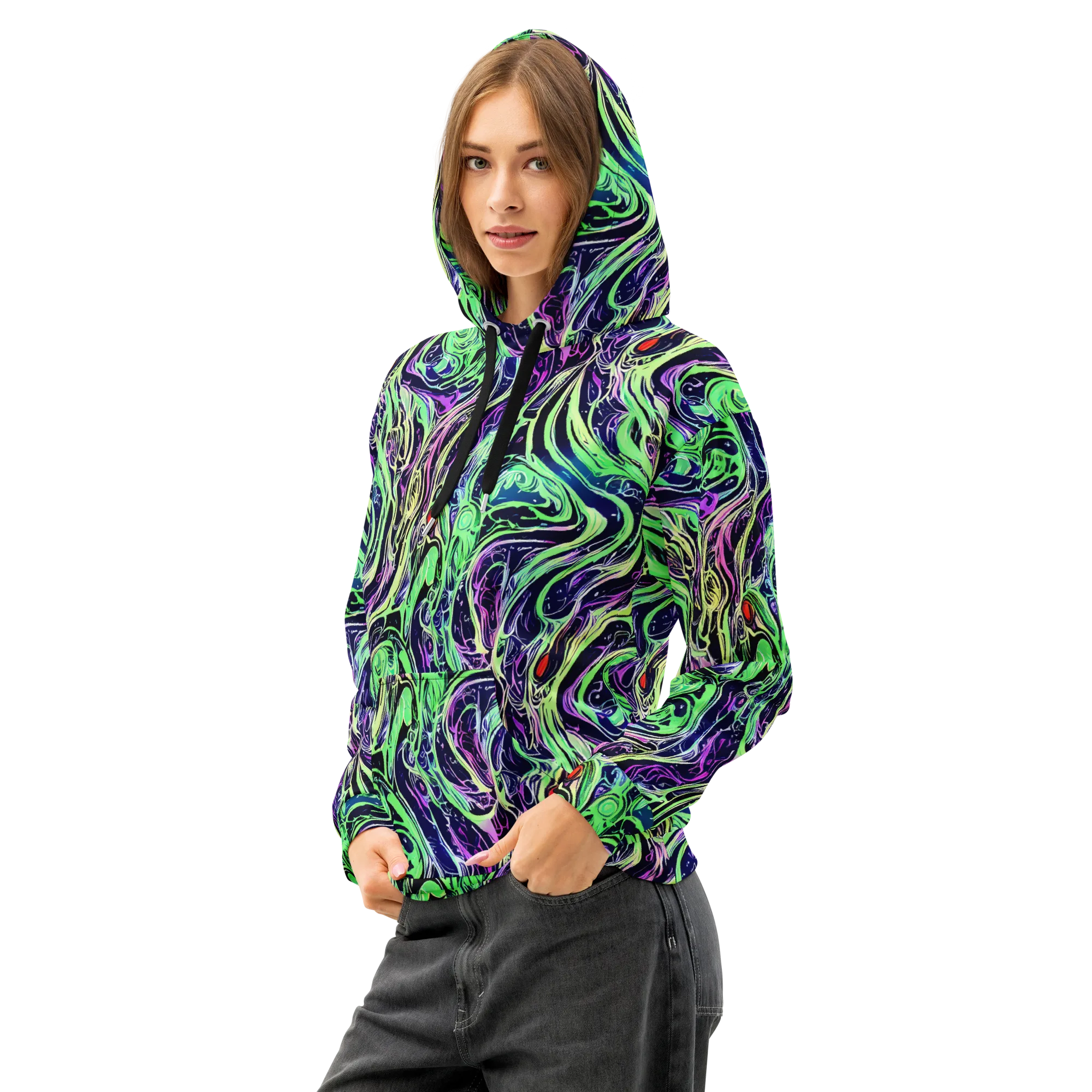 Alien Current on Cotton Hoodie — Left Front