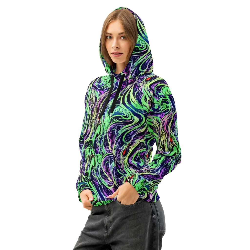 Alien Current on Cotton Hoodie — Left Front