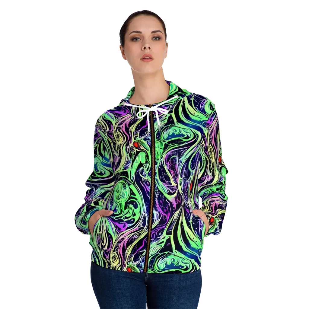 Alien Current on Women's Full-Zip Hoodie — Front On Person