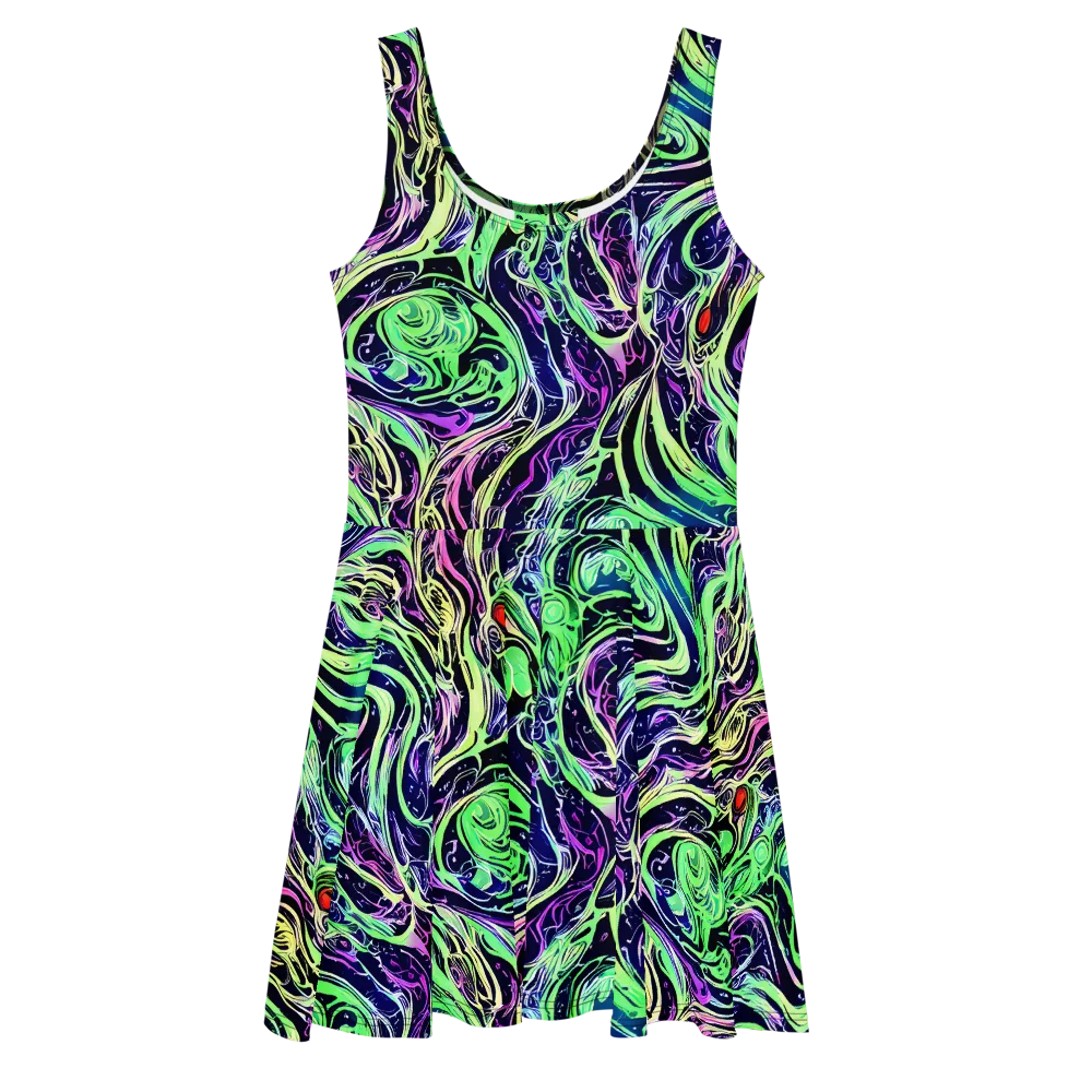Alien Current on Skater Dress — Front