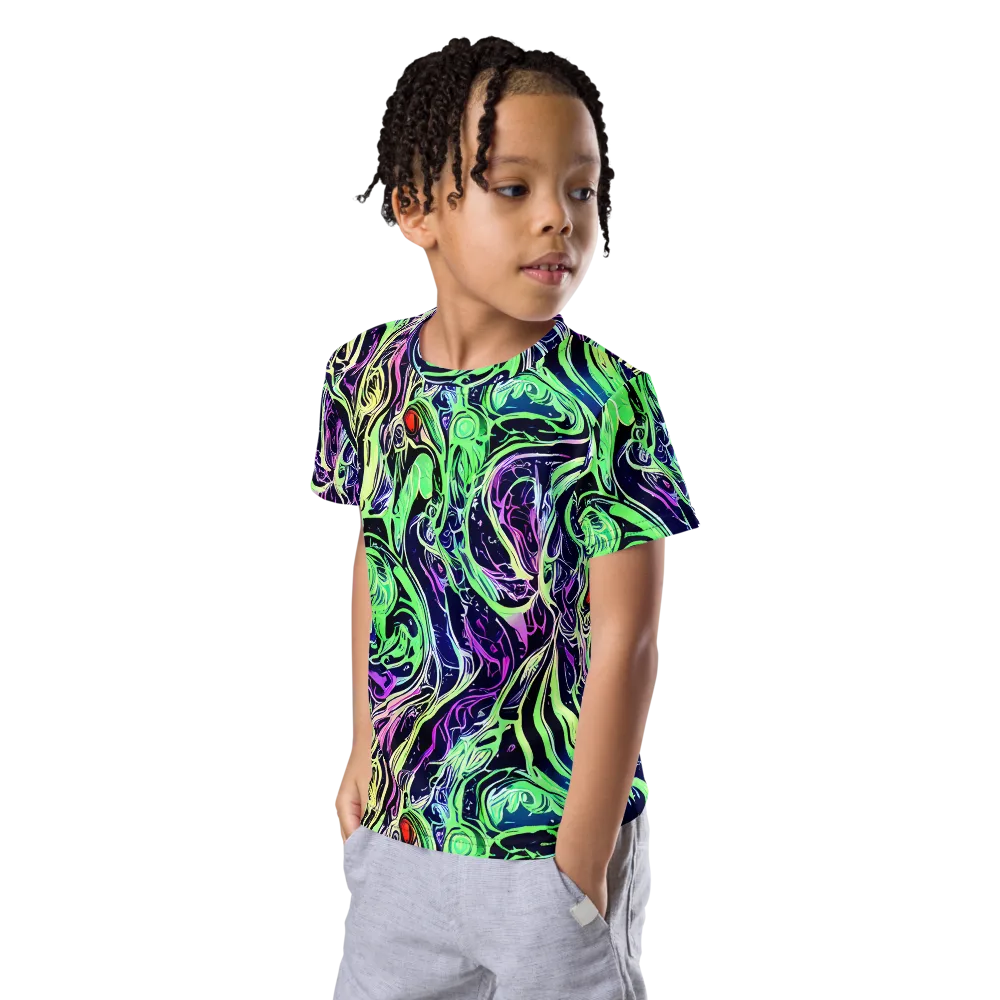 Alien Current on Kids Crew Neck T-Shirt — Left Front