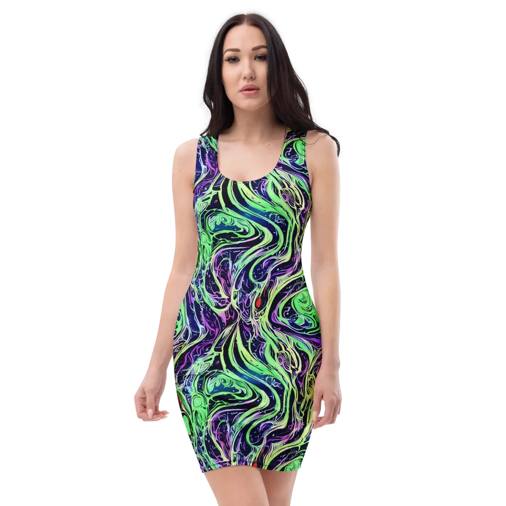 Alien Current on Bodycon Dress — Front