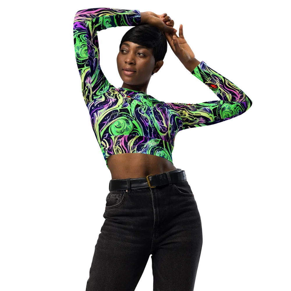 Alien Current on Long Sleeve Crop Top — Front