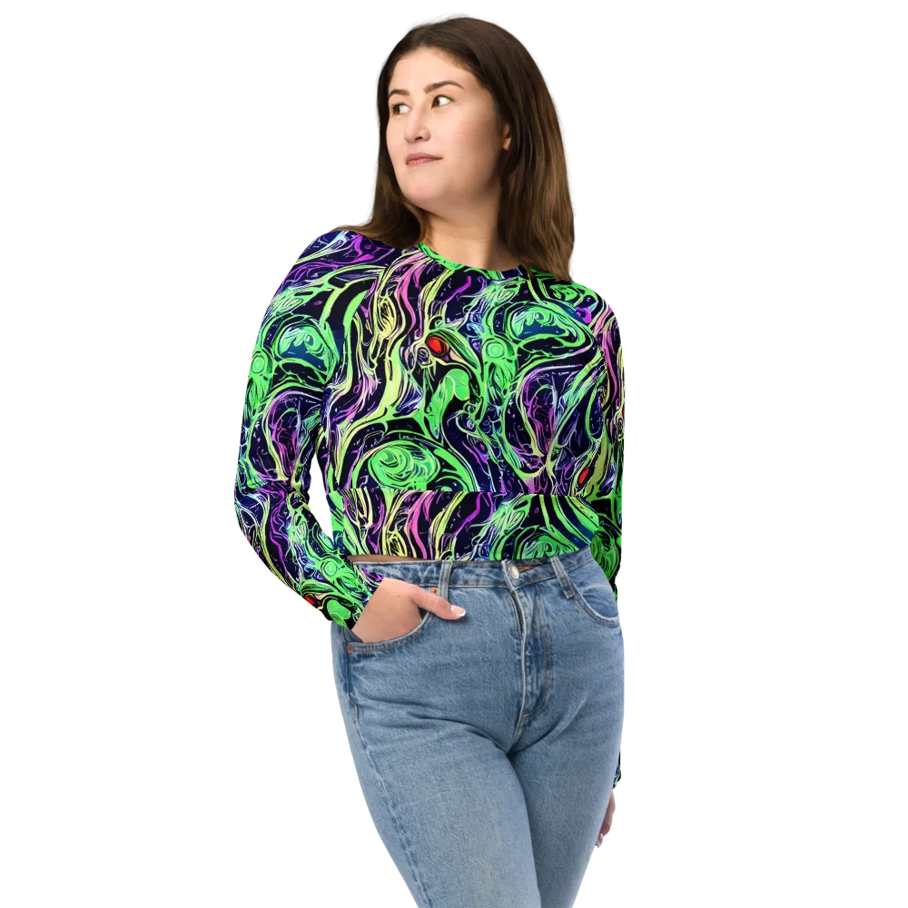 Alien Current on Long Sleeve Crop Top — Front