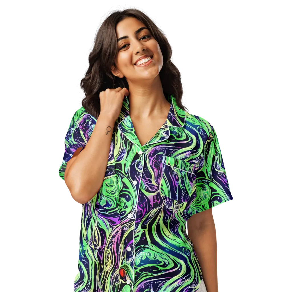 Alien Current on Women's Short Sleeve Pajama Top — Front