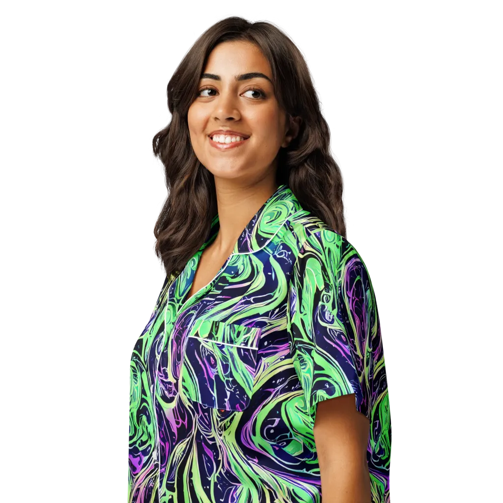 Alien Current on Women's Short Sleeve Pajama Top — Left Front