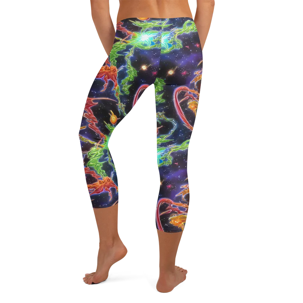 Galactic Flora on Capri Leggings — Back