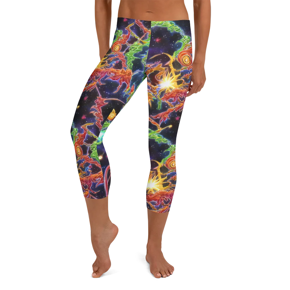 Galactic Flora on Capri Leggings — Front