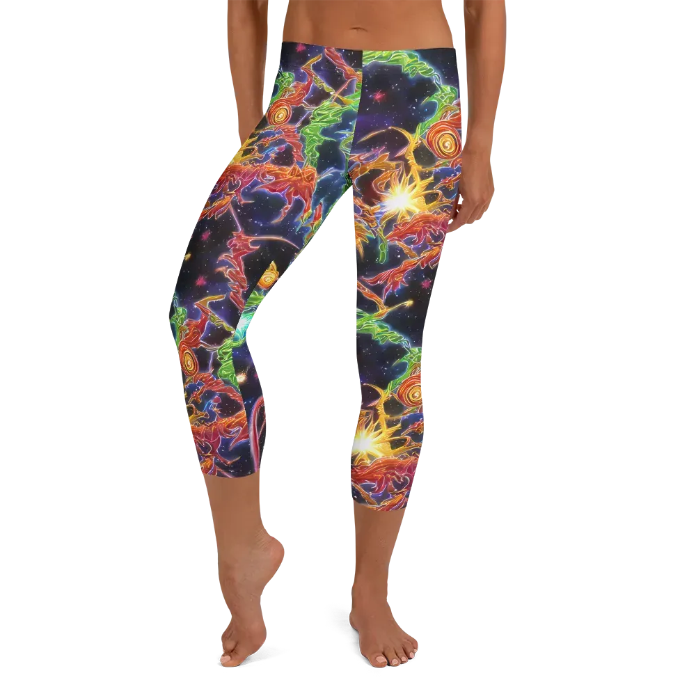 Galactic Flora on Capri Leggings — Front