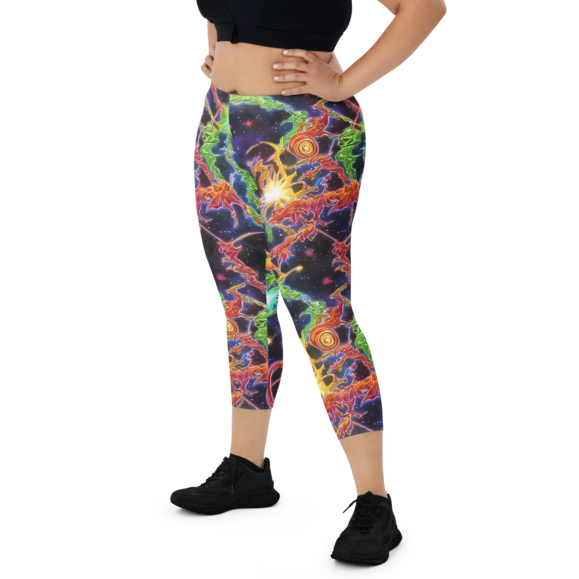 Galactic Flora on Capri Leggings — Front