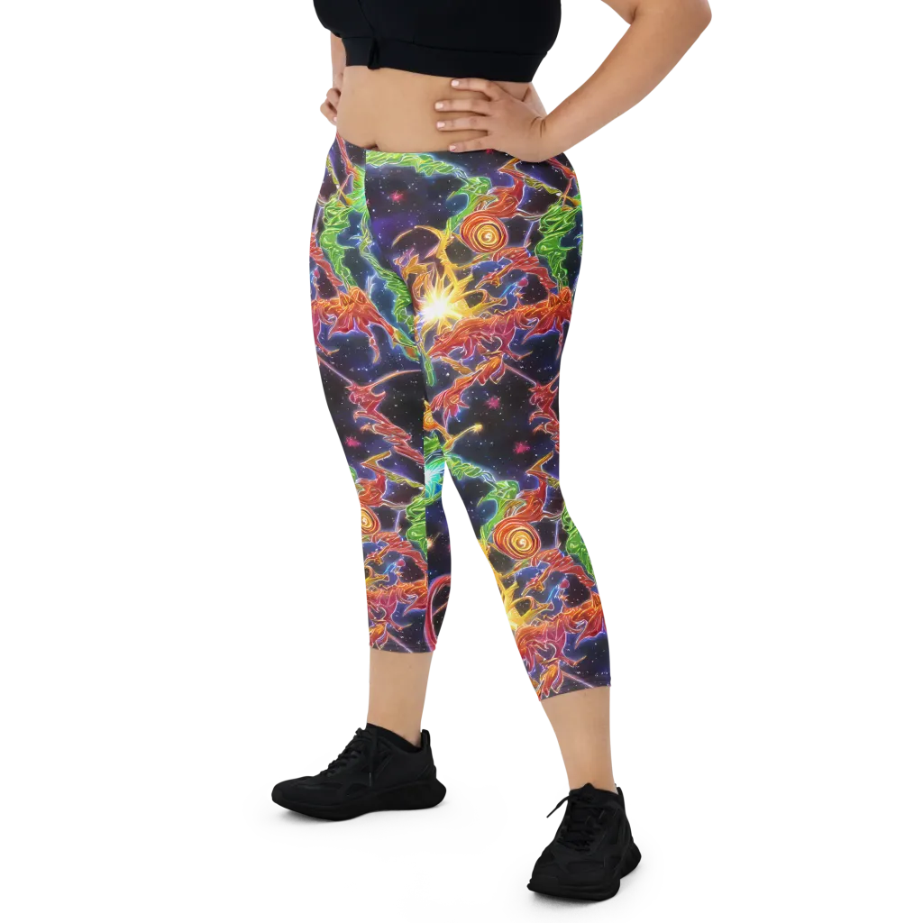 Galactic Flora on Capri Leggings — Front