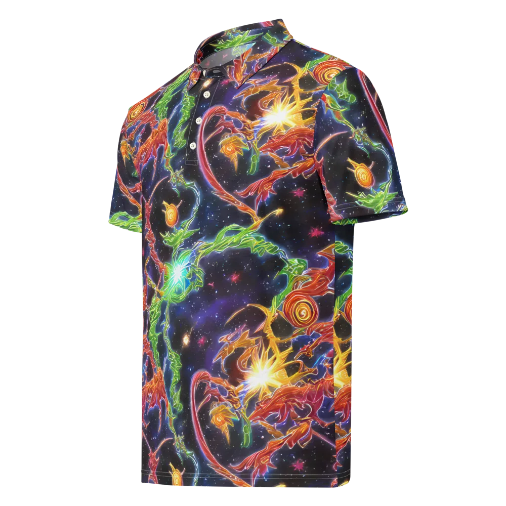 Galactic Flora on Men's Slim Fit Polo Shirt — Left Front