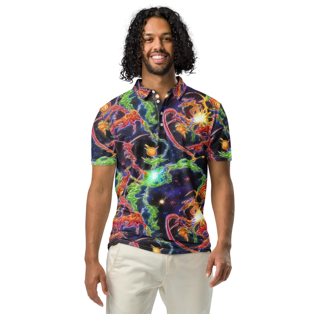 Galactic Flora on Men's Slim Fit Polo Shirt — Front